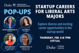 Startup Careers for Liberal Arts majors. Thursday, Feb 6 7pm virtual